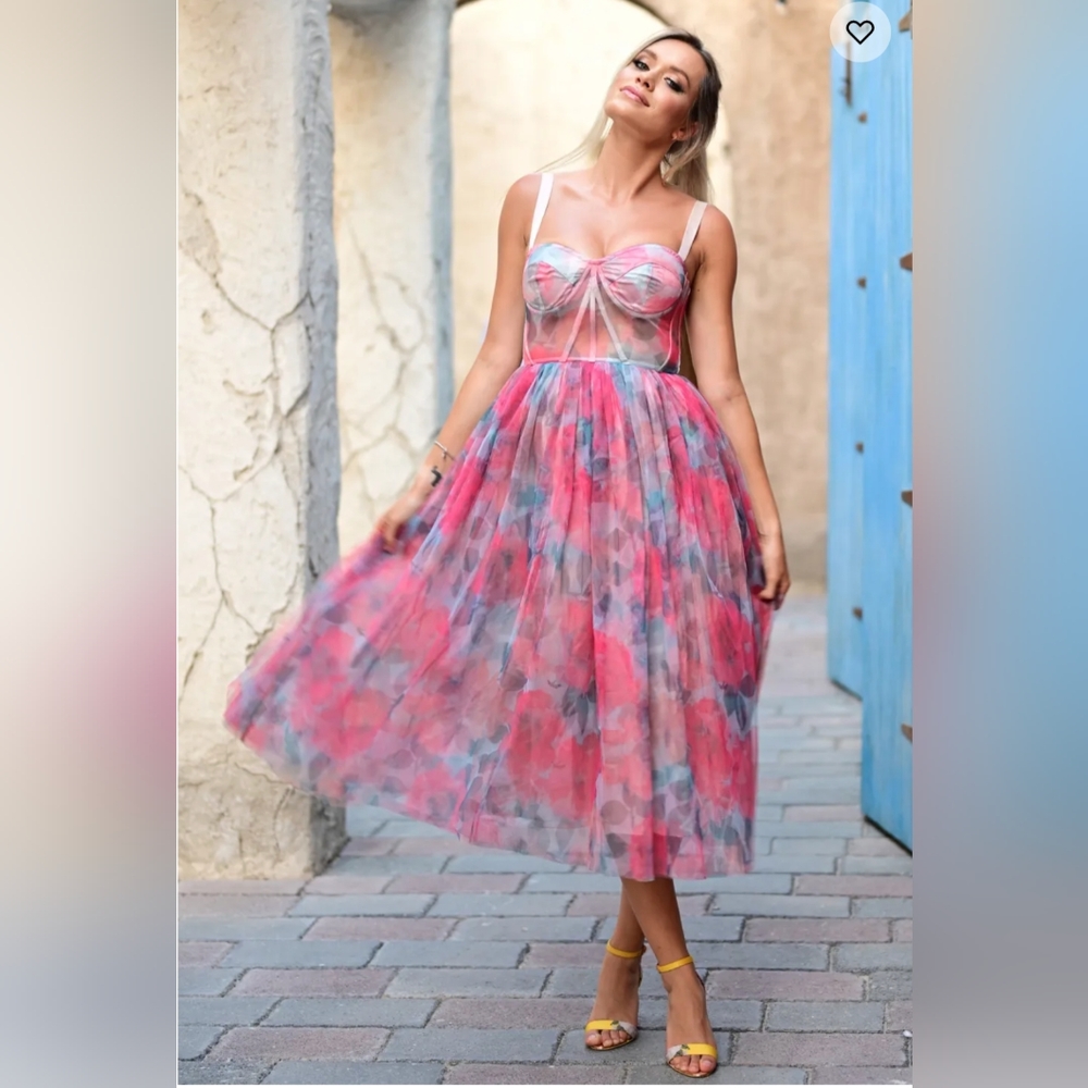 Bella Barnett New XL Pink Floral Midi Dress